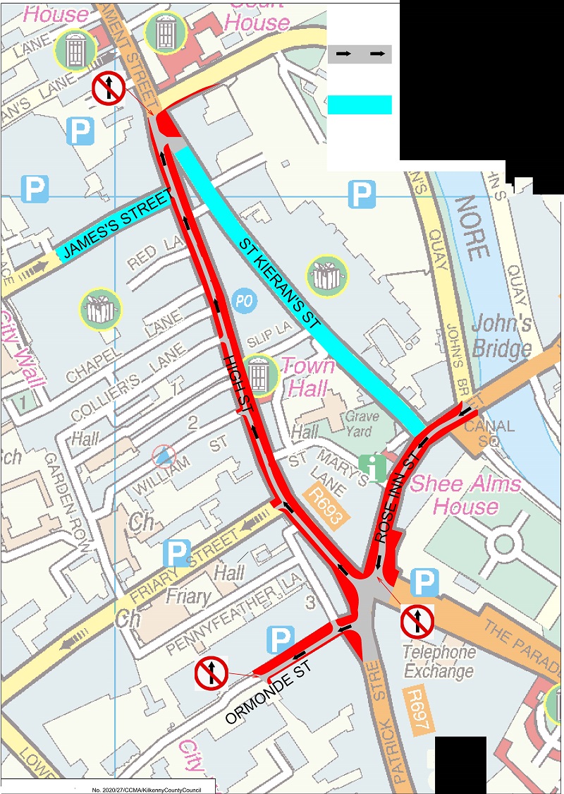 Temporary One Way System Map Temporary One Way System Map